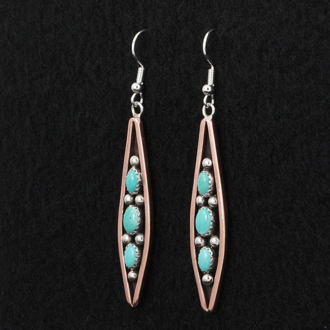 Paul Largo Turquoise, Copper & Sterling Silver Earrings