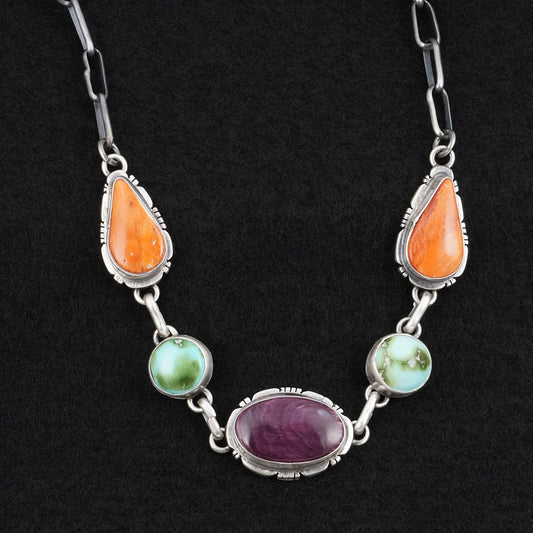 Thomas Francisco Turquoise, Spiny Oyster & Sterling Silver Necklace