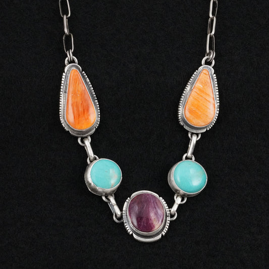 Thomas Francisco Turquoise, Spiny Oyster & Sterling Silver Necklace