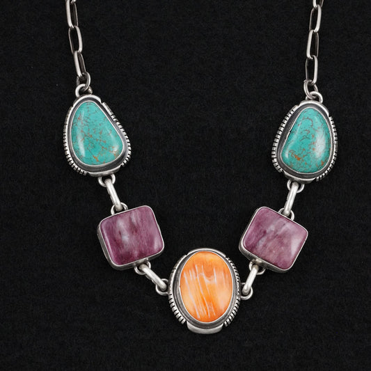 Thomas Francisco Turquoise, Spiny Oyster & Sterling Silver Necklace