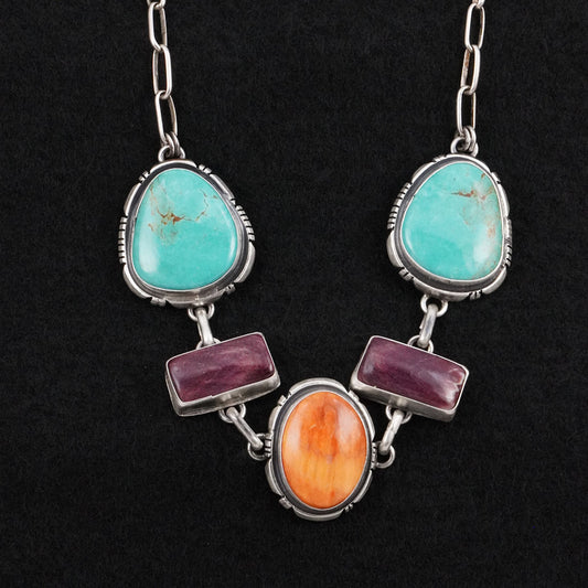 Thomas Francisco Turquoise, Spiny Oyster & Sterling Silver Necklace