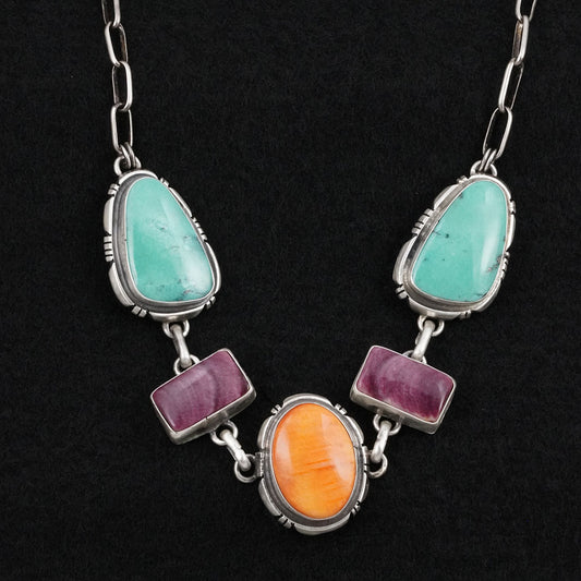Thomas Francisco Turquoise, Spiny Oyster & Sterling Silver Necklace