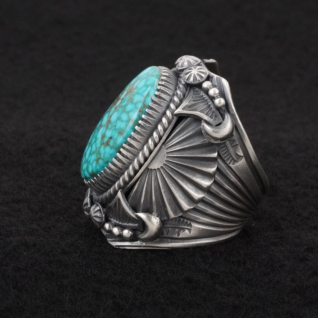 Delbert Gordon Turquoise & Sterling Silver Ring Size 11.5