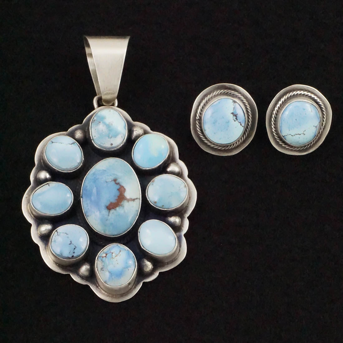 Darrin Livingston Turquoise & Sterling Silver Earrings & Pendant