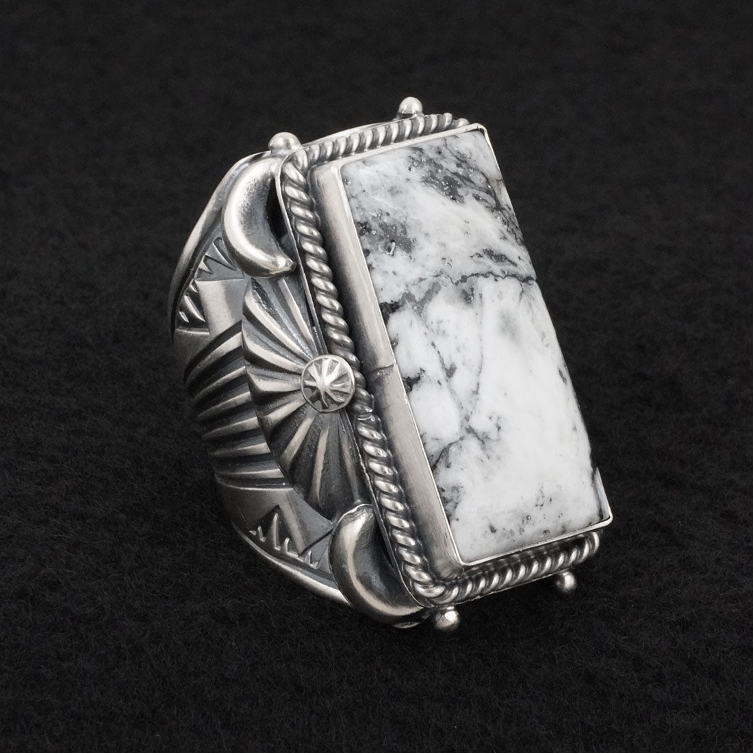 Delbert Gordon White Buffalo & Sterling Silver Ring Size 11.5