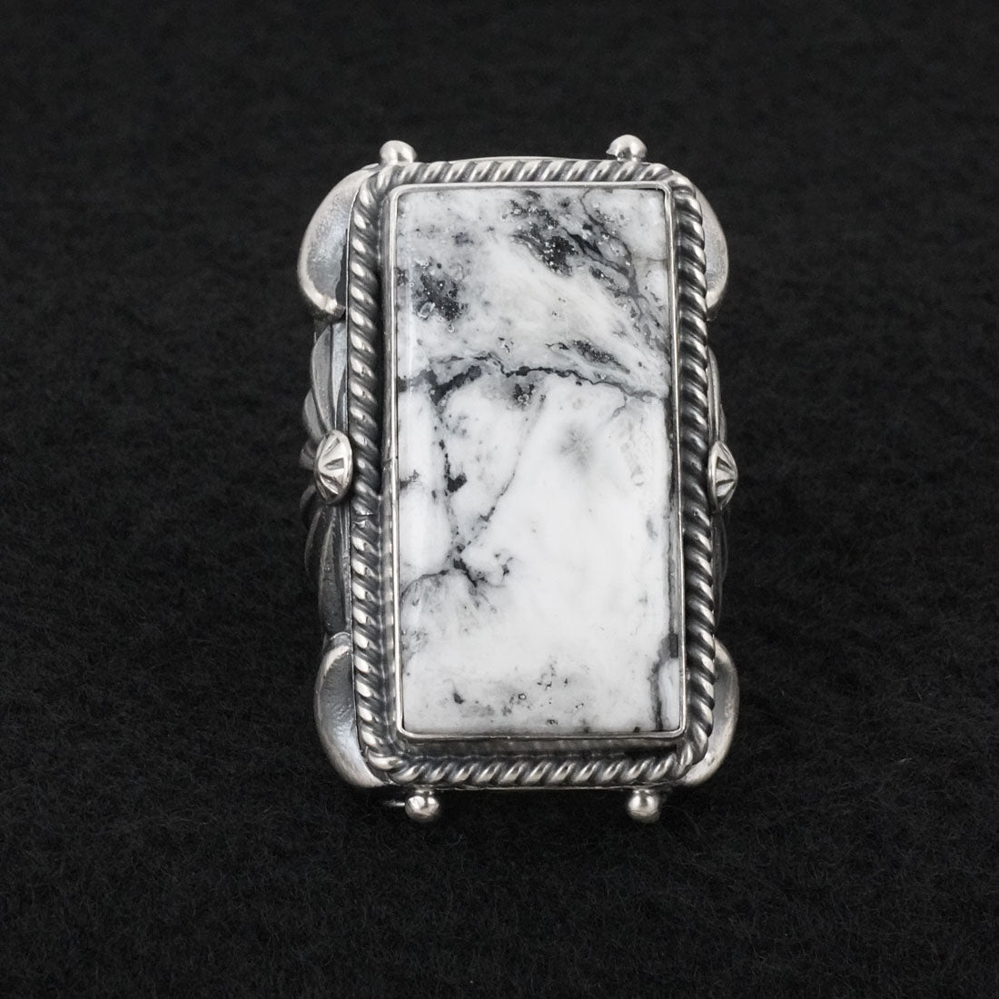 Delbert Gordon White Buffalo & Sterling Silver Ring Size 11.5