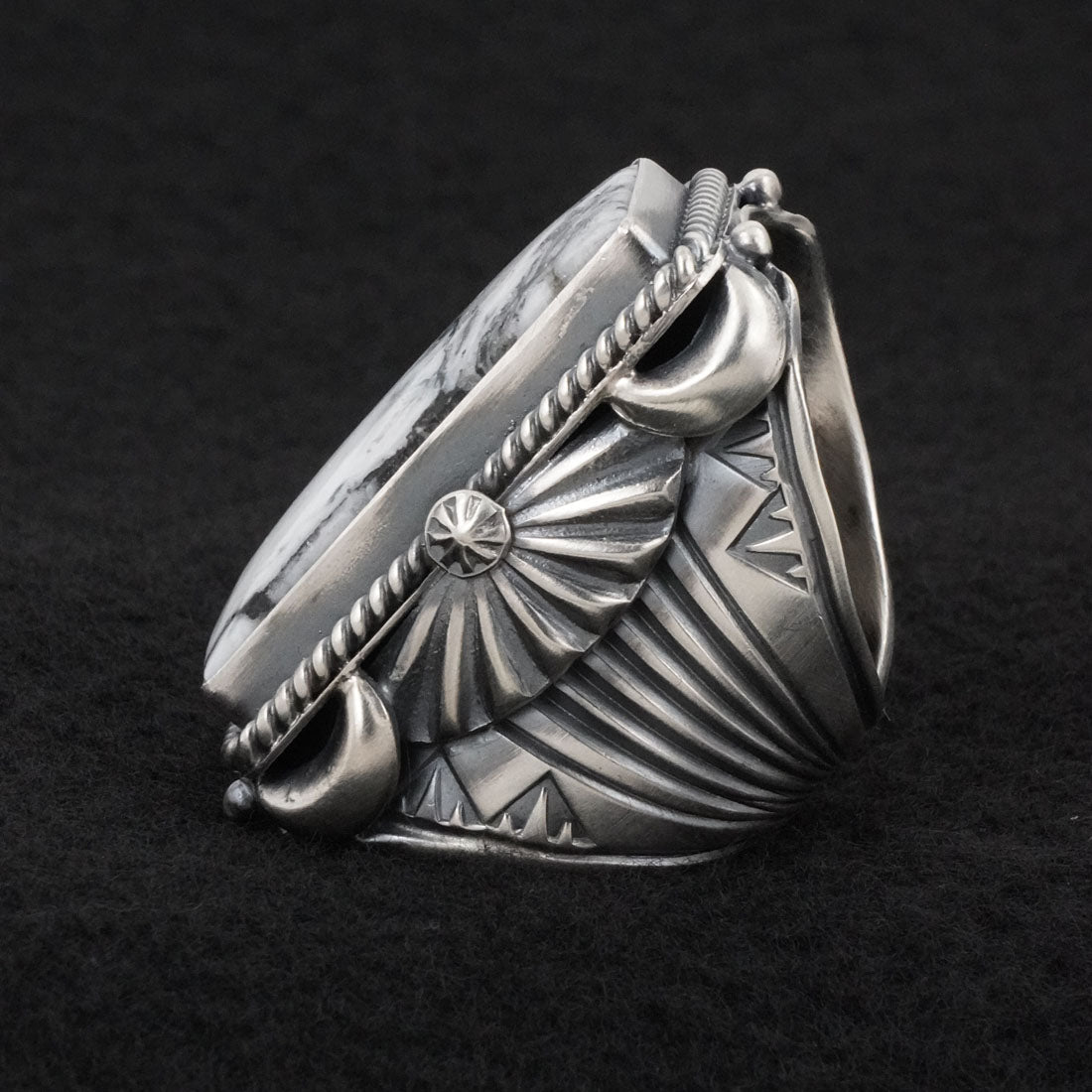 Delbert Gordon White Buffalo & Sterling Silver Ring Size 11.5