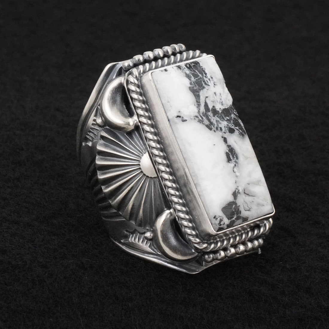 Delbert Gordon White Buffalo & Sterling Silver Ring Size 12