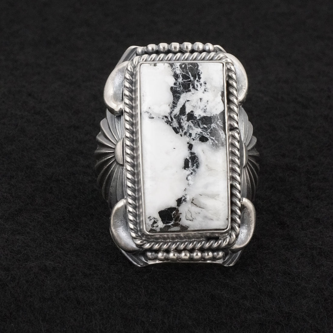 Delbert Gordon White Buffalo & Sterling Silver Ring Size 12