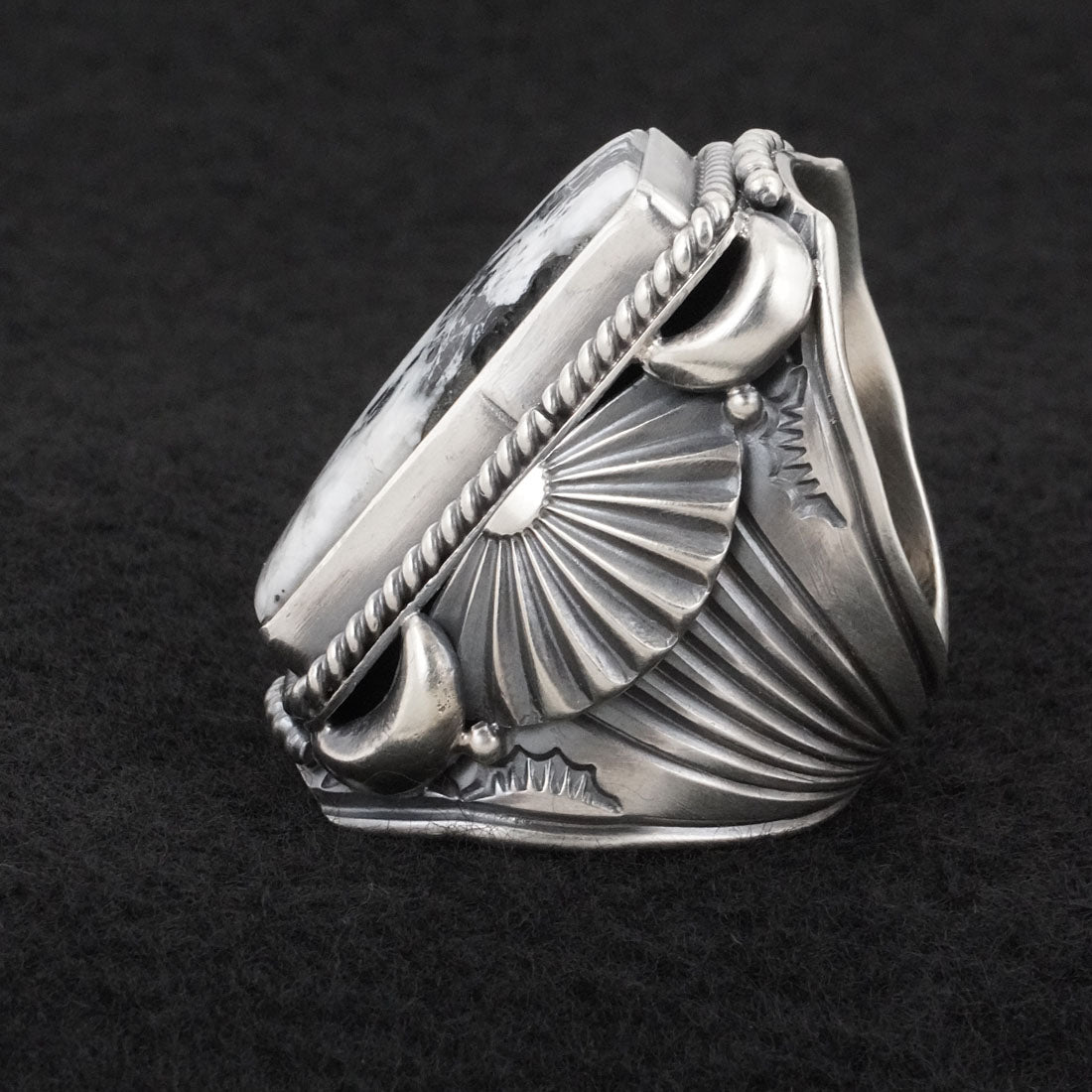 Delbert Gordon White Buffalo & Sterling Silver Ring Size 12