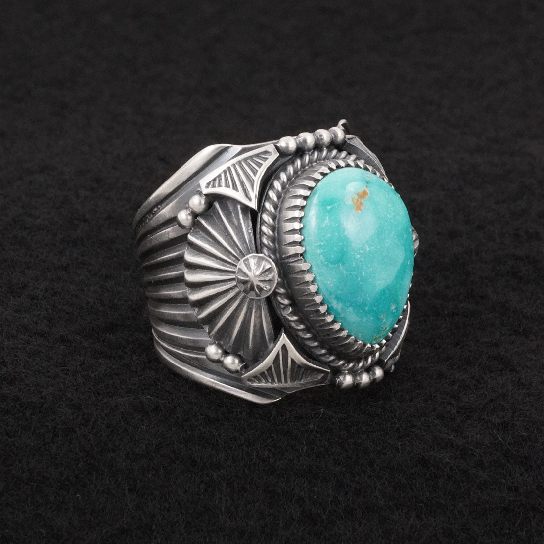 Delbert Gordon Turquoise & Sterling Silver Ring Size 12.5