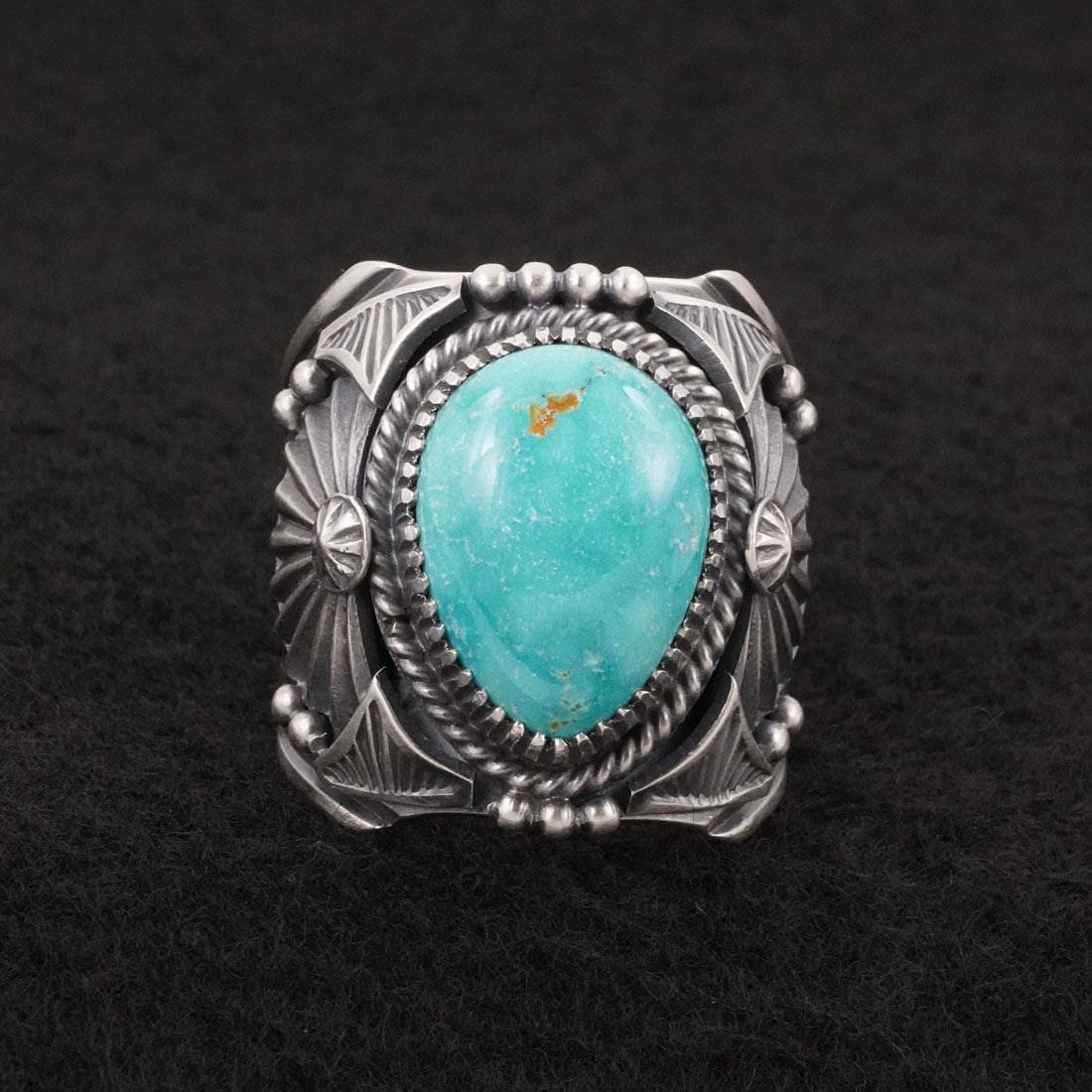 Delbert Gordon Turquoise & Sterling Silver Ring Size 12.5