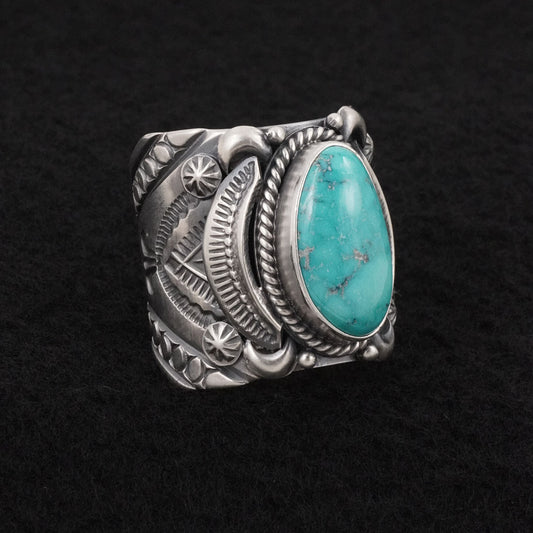 Delbert Gordon Turquoise & Sterling Silver Ring Size 13