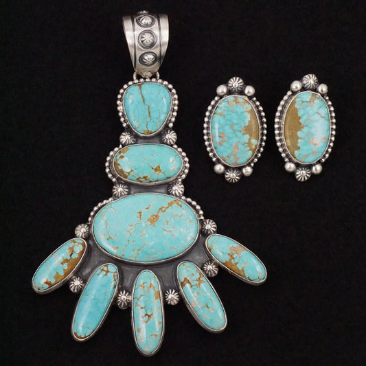 Darrin Livingston Turquoise & Sterling Silver Earrings & Pendant