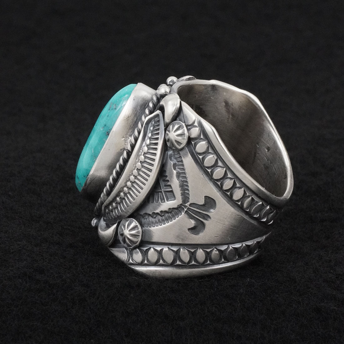 Delbert Gordon Turquoise & Sterling Silver Ring Size 13