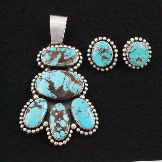 Paul Livingston Turquoise & Sterling Silver Earrings & Pendant