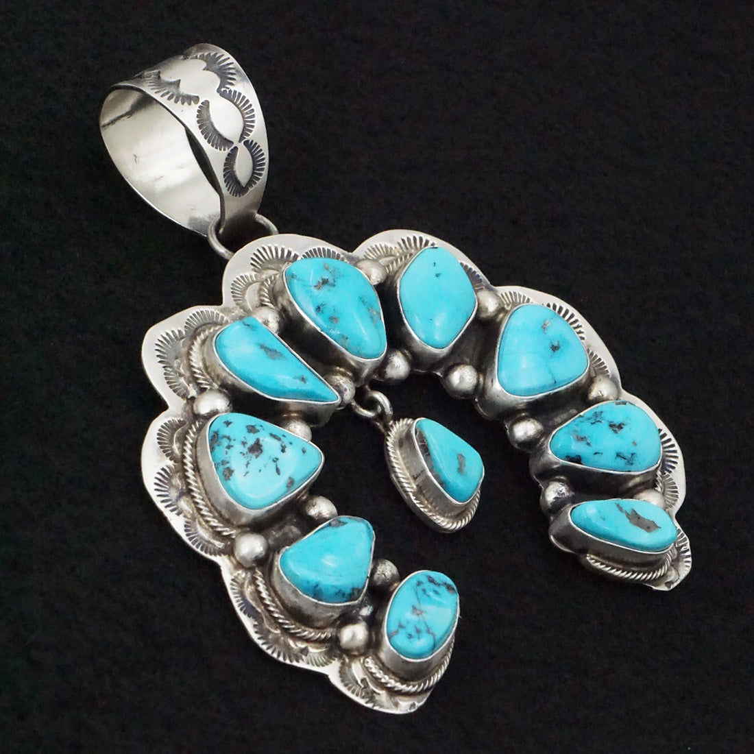 Bob Becenti Turquoise & Sterling Silver Naja Pendant