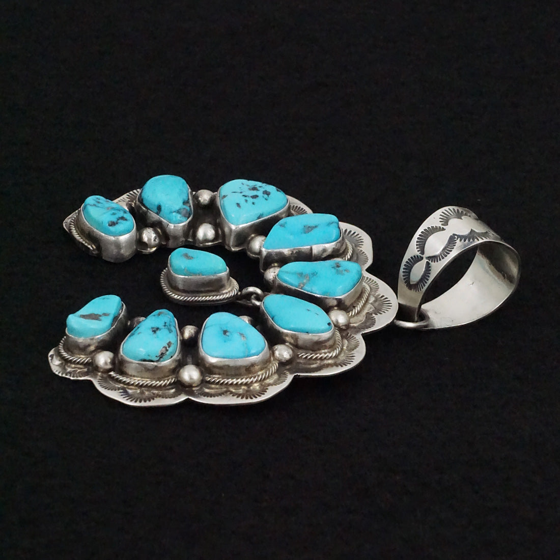 Bob Becenti Turquoise & Sterling Silver Naja Pendant