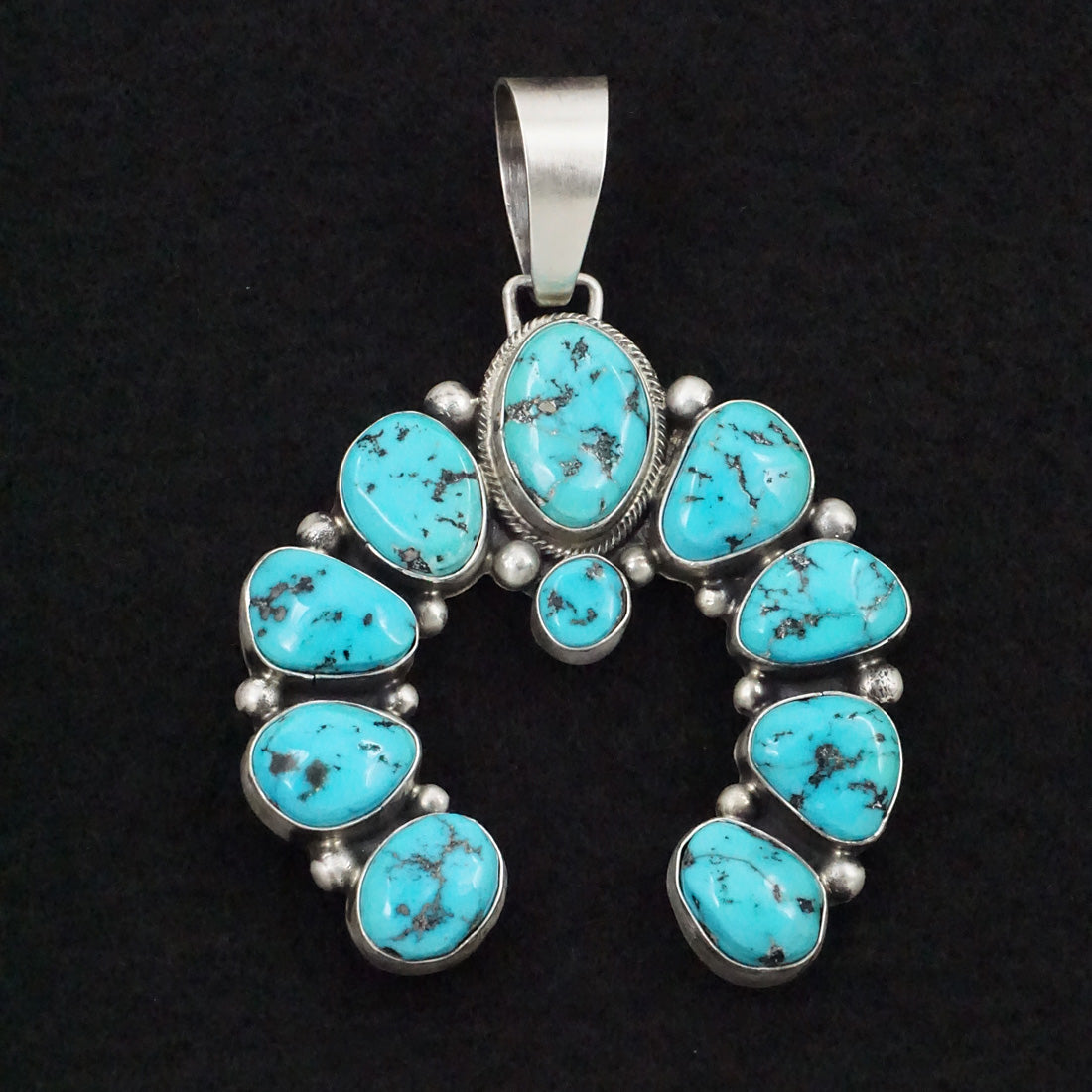 Bobby Johnson Turquoise & Sterling Silver Naja Pendant