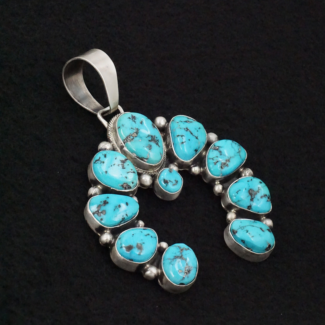 Bobby Johnson Turquoise & Sterling Silver Naja Pendant