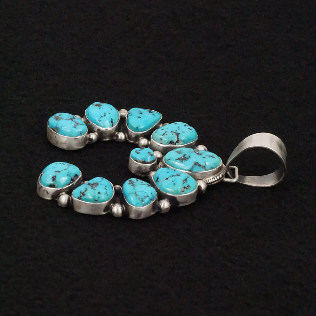 Bobby Johnson Turquoise & Sterling Silver Naja Pendant