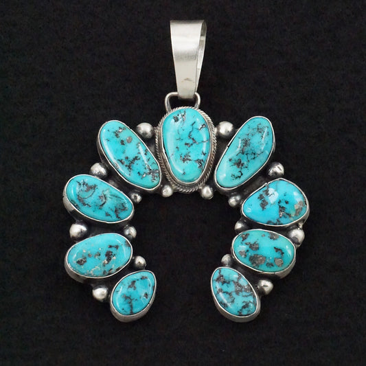 Bobby Johnson Turquoise & Sterling Silver Naja Pendant