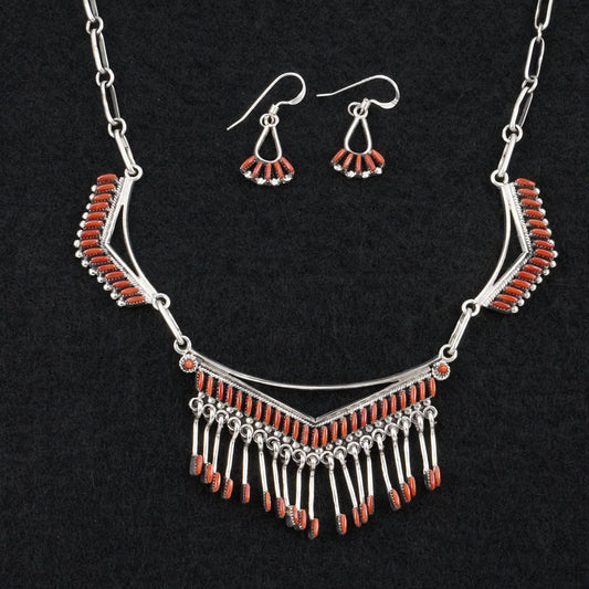 Mildred Ukestine Coral & Sterling Silver Necklace Set
