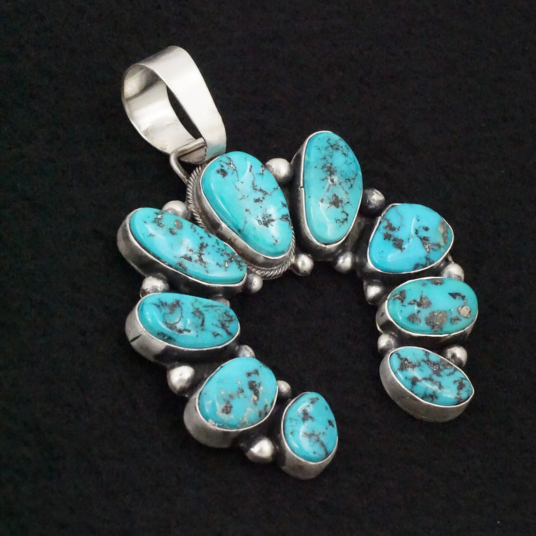 Bobby Johnson Turquoise & Sterling Silver Naja Pendant