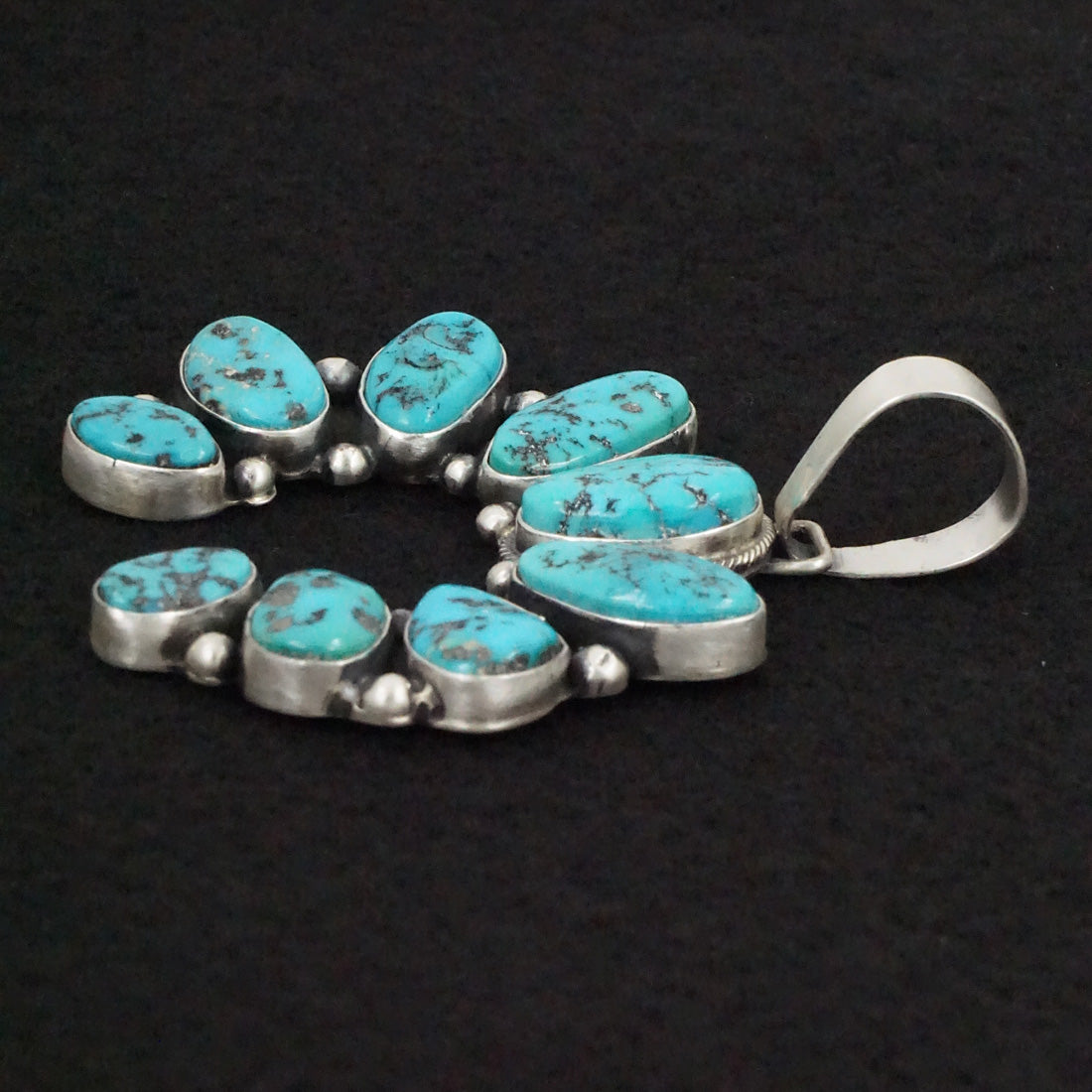 Bobby Johnson Turquoise & Sterling Silver Naja Pendant