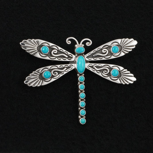 Lee Charley Turquoise & Sterling Silver Pendant/Pin