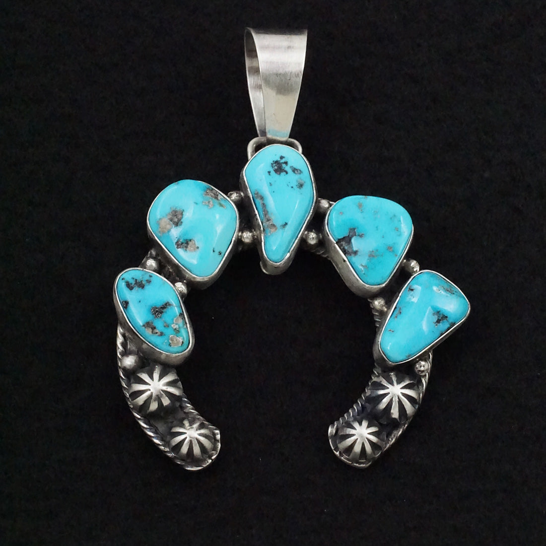 Bobby Johnson Turquoise & Sterling Silver Naja Pendant