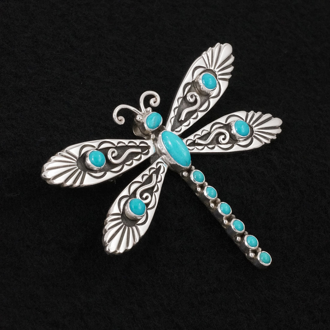 Lee Charley Turquoise & Sterling Silver Pendant/Pin