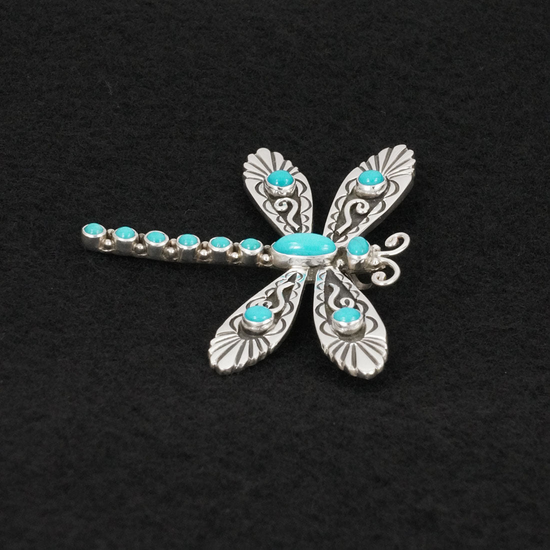 Lee Charley Turquoise & Sterling Silver Pendant/Pin