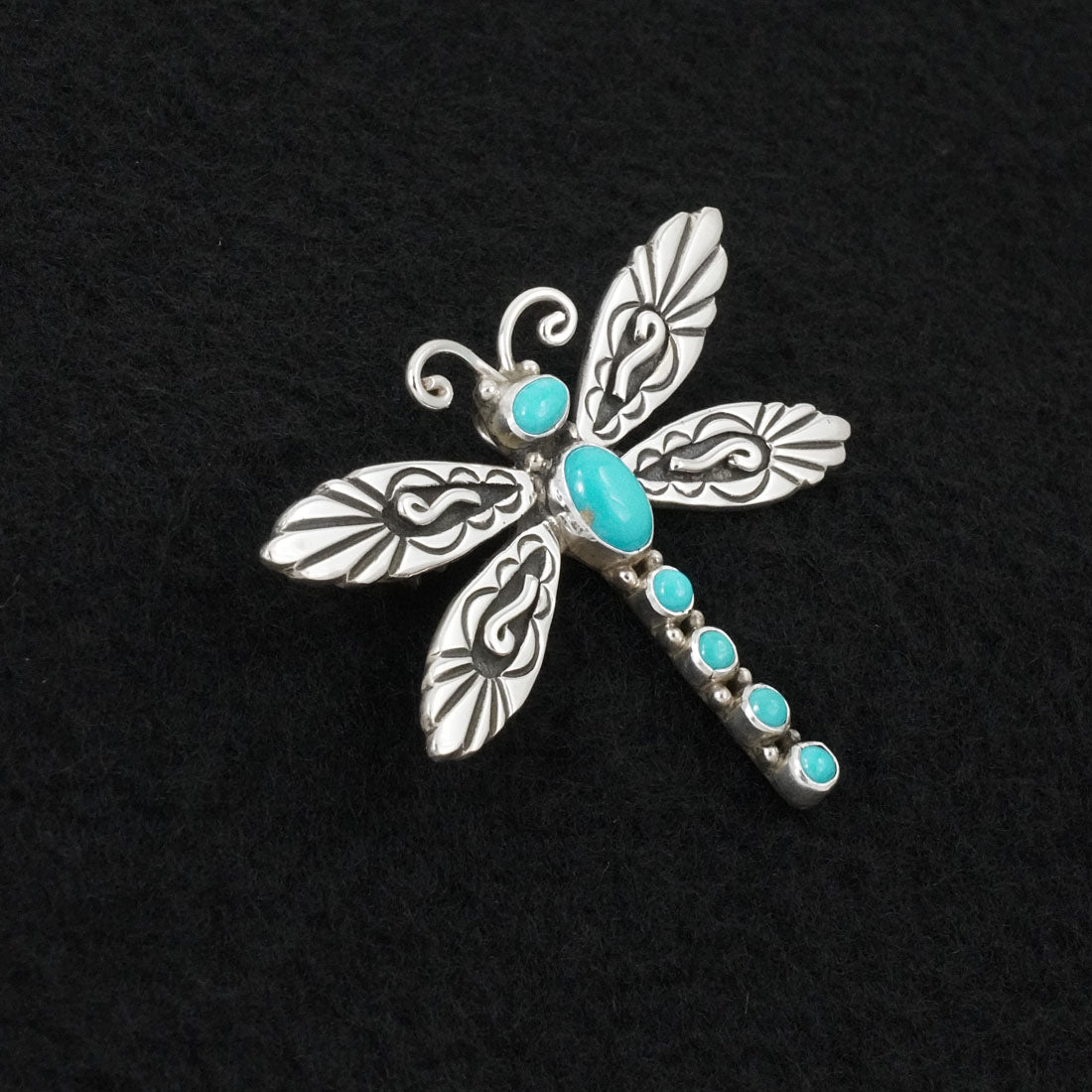 Lee Charley Turquoise & Sterling Silver Pendant/Pin