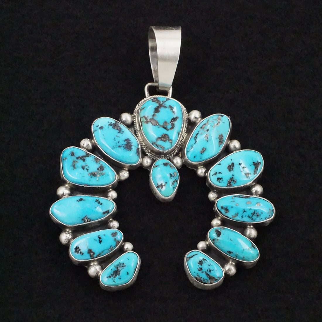 Bobby Johnson Turquoise & Sterling Silver Naja Pendant