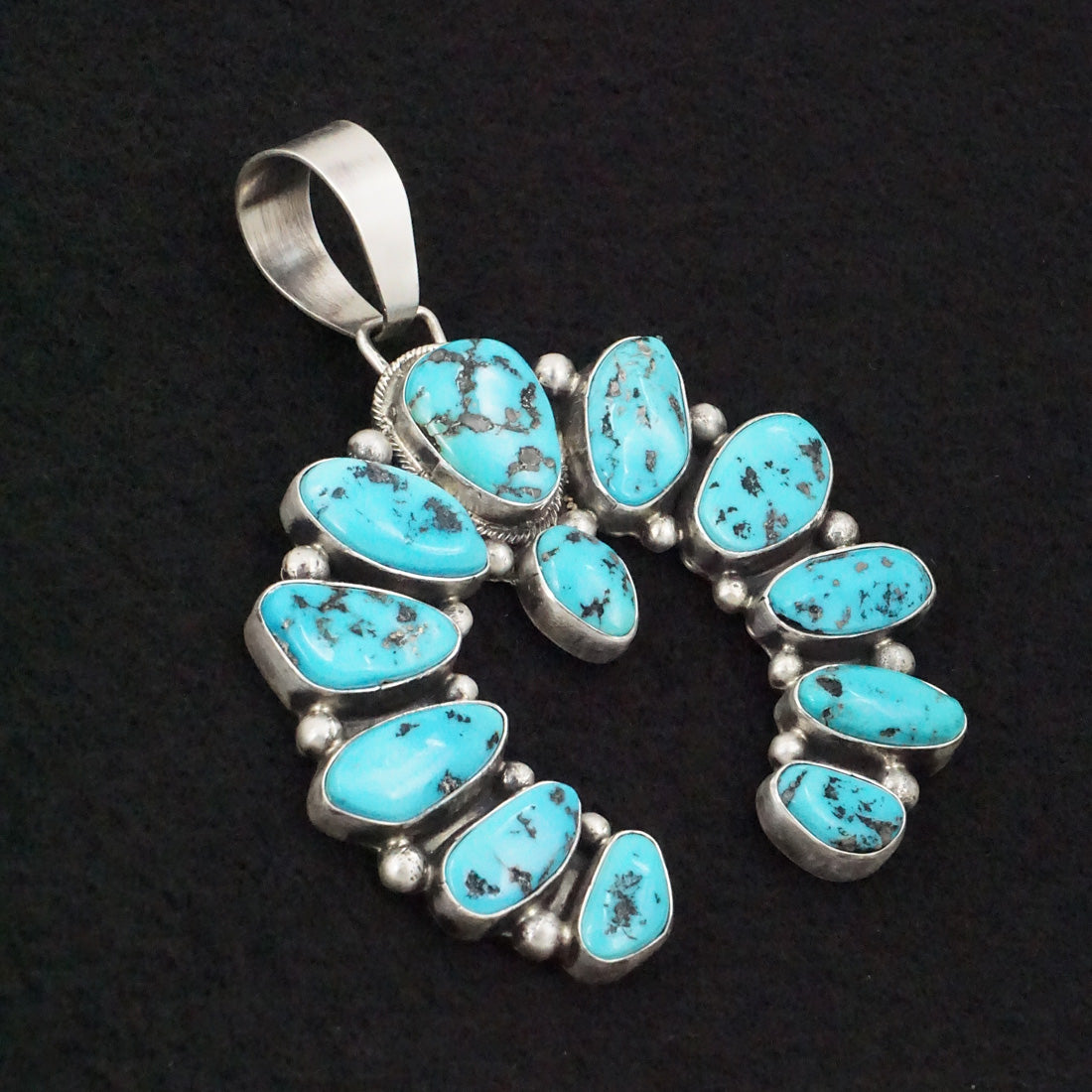 Bobby Johnson Turquoise & Sterling Silver Naja Pendant