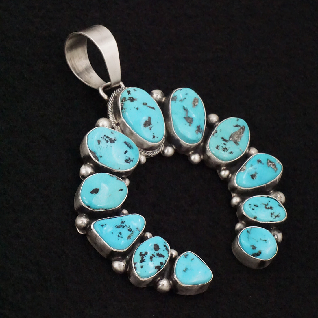 Bobby Johnson Turquoise & Sterling Silver Naja Pendant