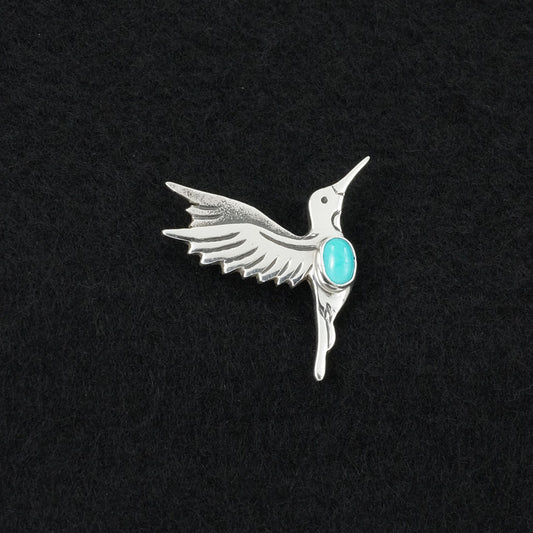 Lee Charley Turquoise & Sterling Silver Pendant/Pin