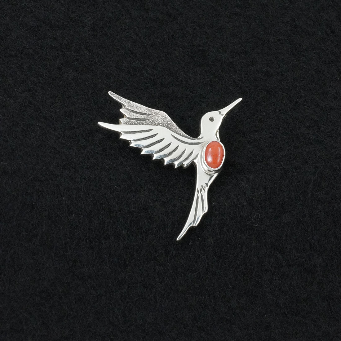 Lee Charley Coral & Sterling Silver Pendant/Pin