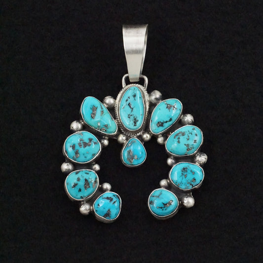 Bobby Johnson Turquoise & Sterling Silver Naja Pendant