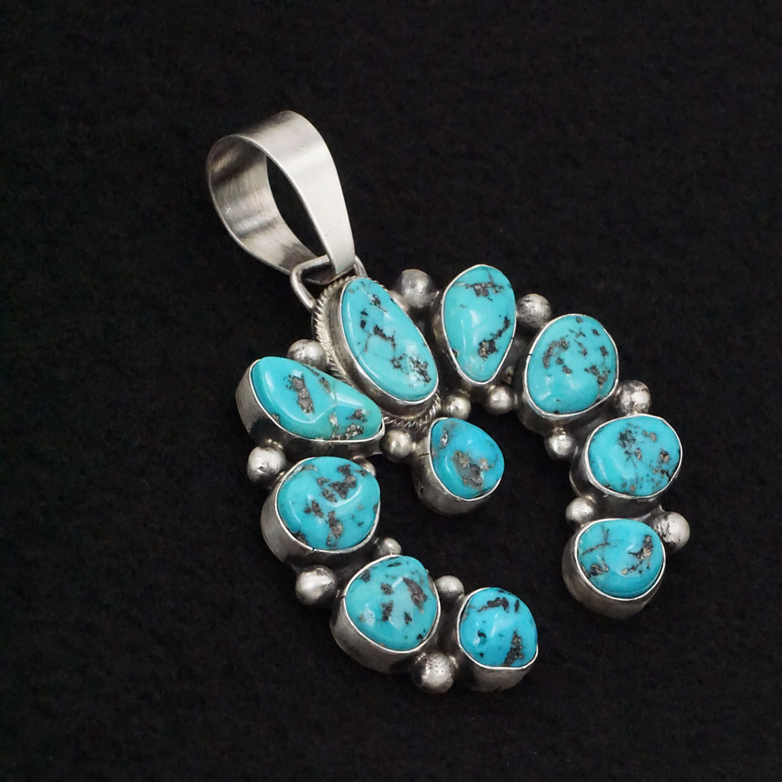 Bobby Johnson Turquoise & Sterling Silver Naja Pendant