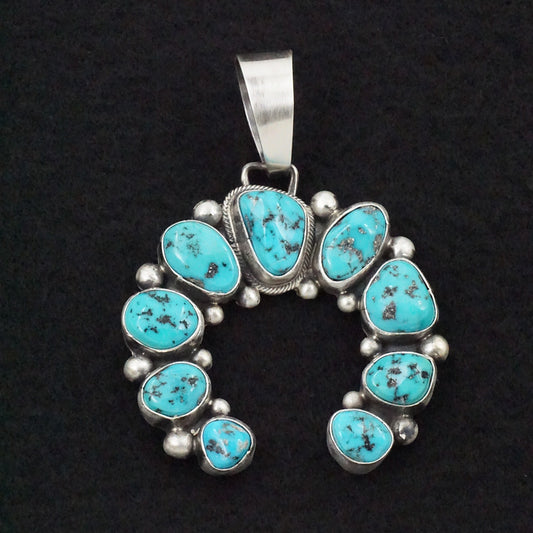 Bobby Johnson Turquoise & Sterling Silver Naja Pendant