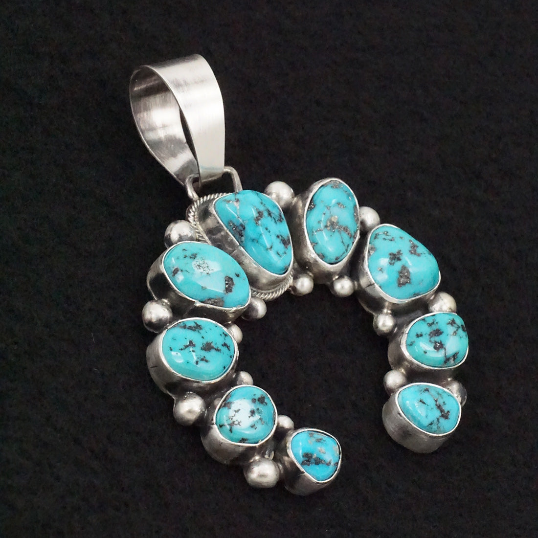 Bobby Johnson Turquoise & Sterling Silver Naja Pendant