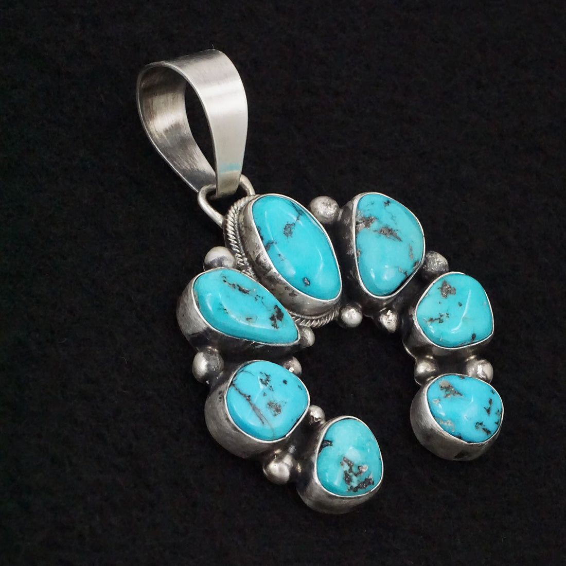 Bobby Johnson Turquoise & Sterling Silver Naja Pendant