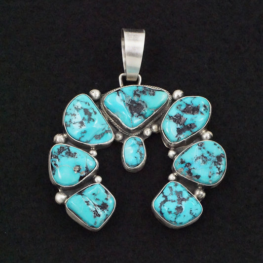 Bobby Johnson Turquoise & Sterling Silver Naja Pendant