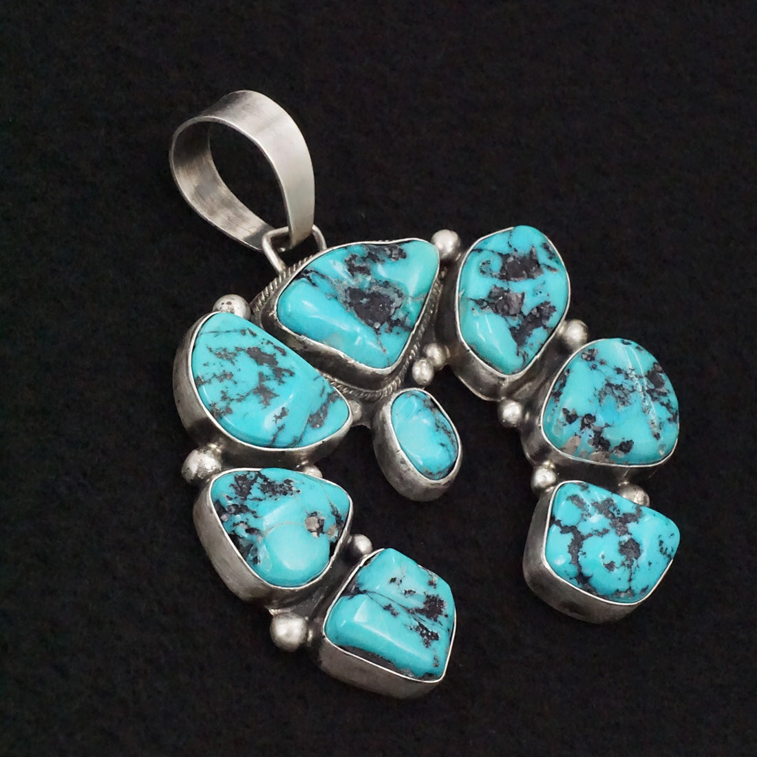 Bobby Johnson Turquoise & Sterling Silver Naja Pendant