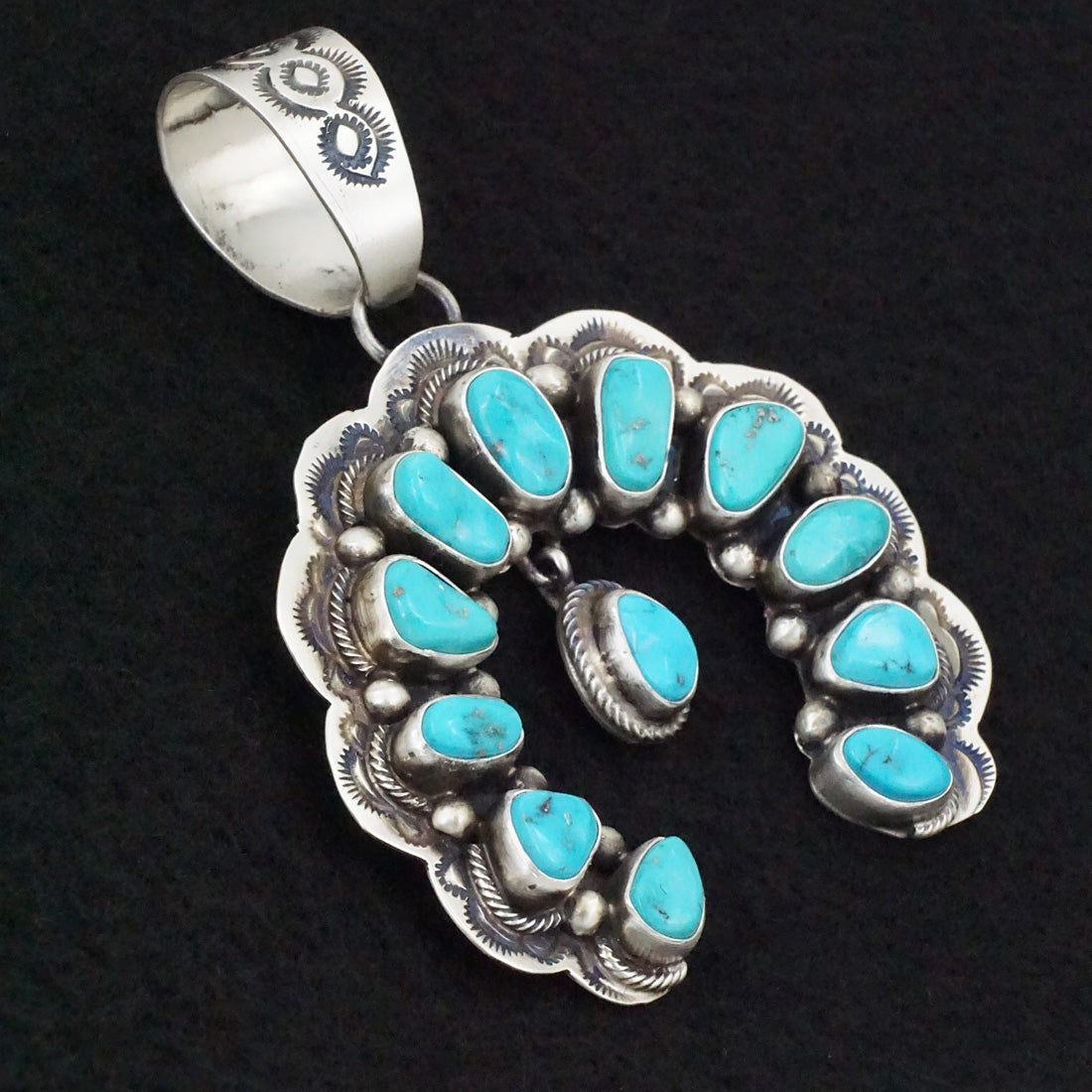 Bob Becenti Turquoise & Sterling Silver Naja Pendant