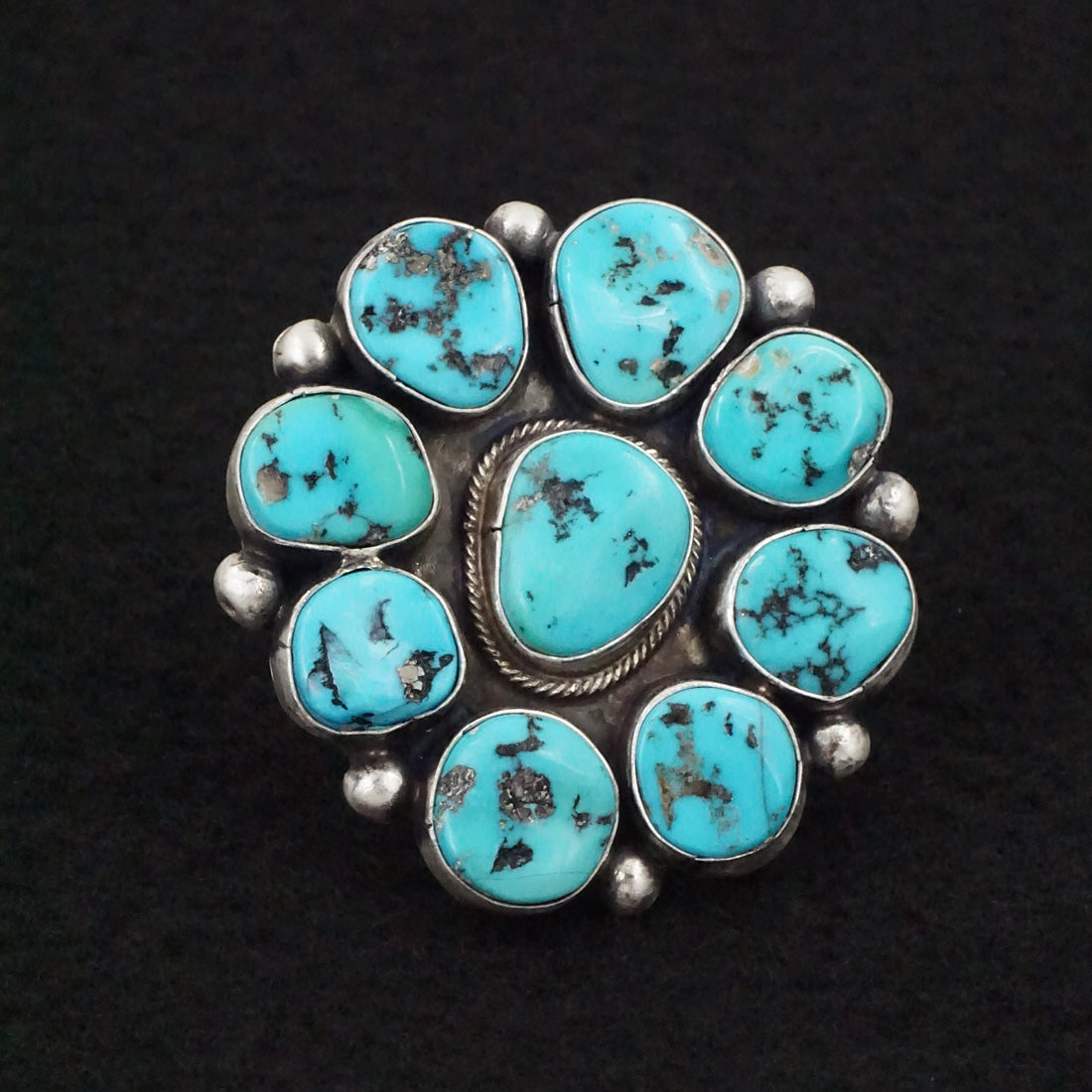 Bobby Johnson Turquoise & Sterling Silver Ring Adjustable