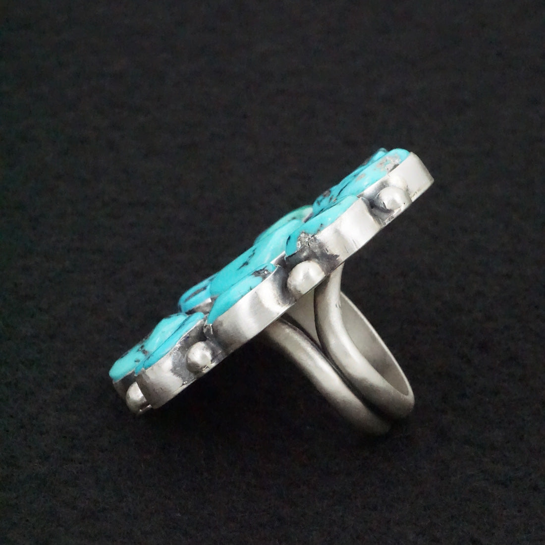 Bobby Johnson Turquoise & Sterling Silver Ring Adjustable