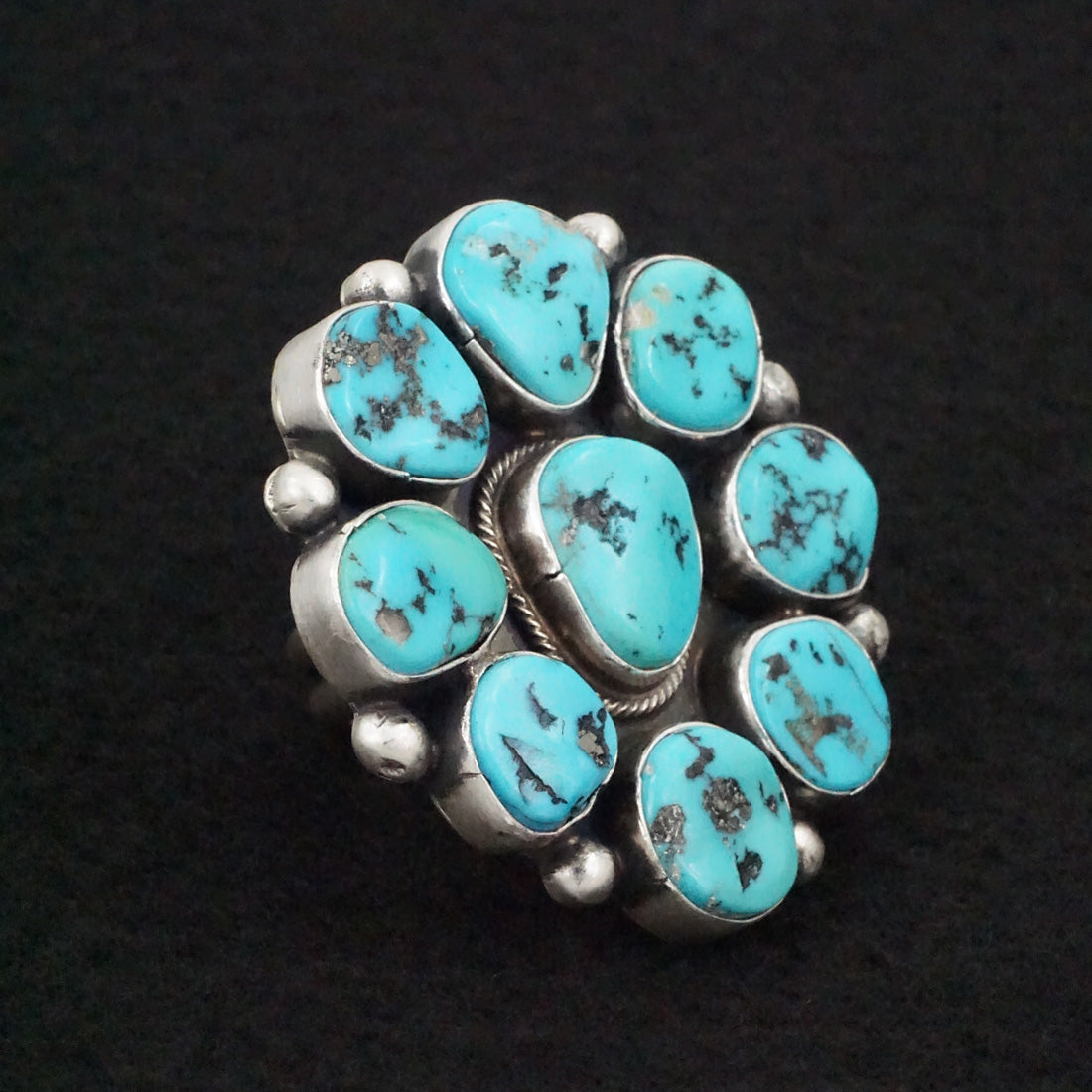 Bobby Johnson Turquoise & Sterling Silver Ring Adjustable